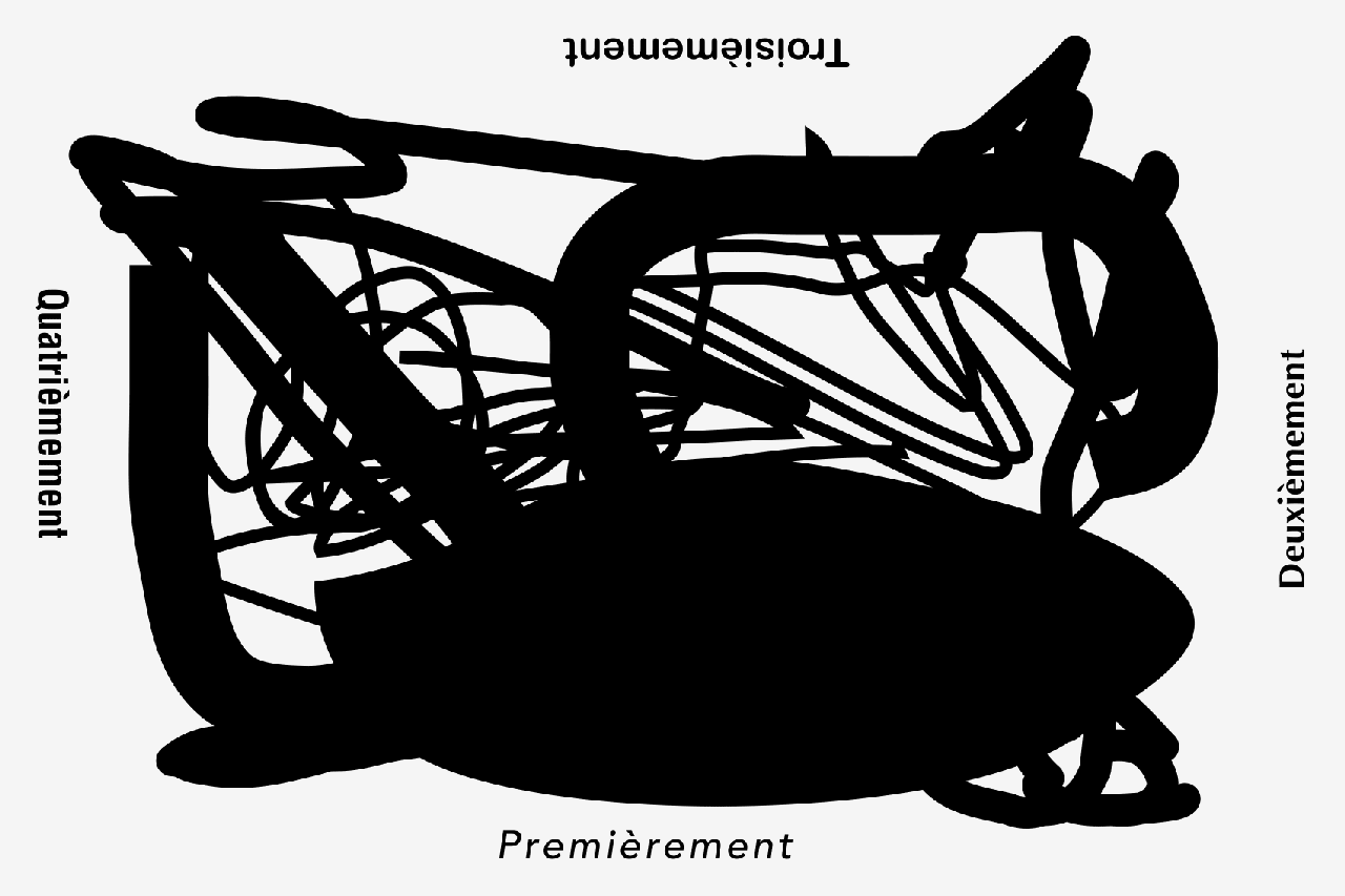 Claude Closky, ‘Premièrement deuxièmement troisièmement quatrièmement [Firstly Secondly Thirdly Fourthly],’ 2022, Paris: Atelier Arcay Silkscreen print on 350g paper, 4 prints 40 x 60 and 60 x 40 cm.